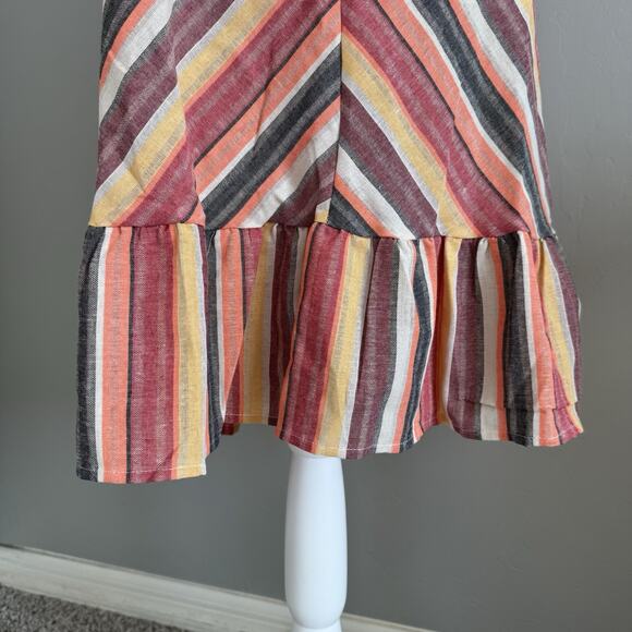 NWT Beachsissi Striped Halter Midi Dress Size L Sleeveless Red Oversized Flowy - Picture 4 of 8